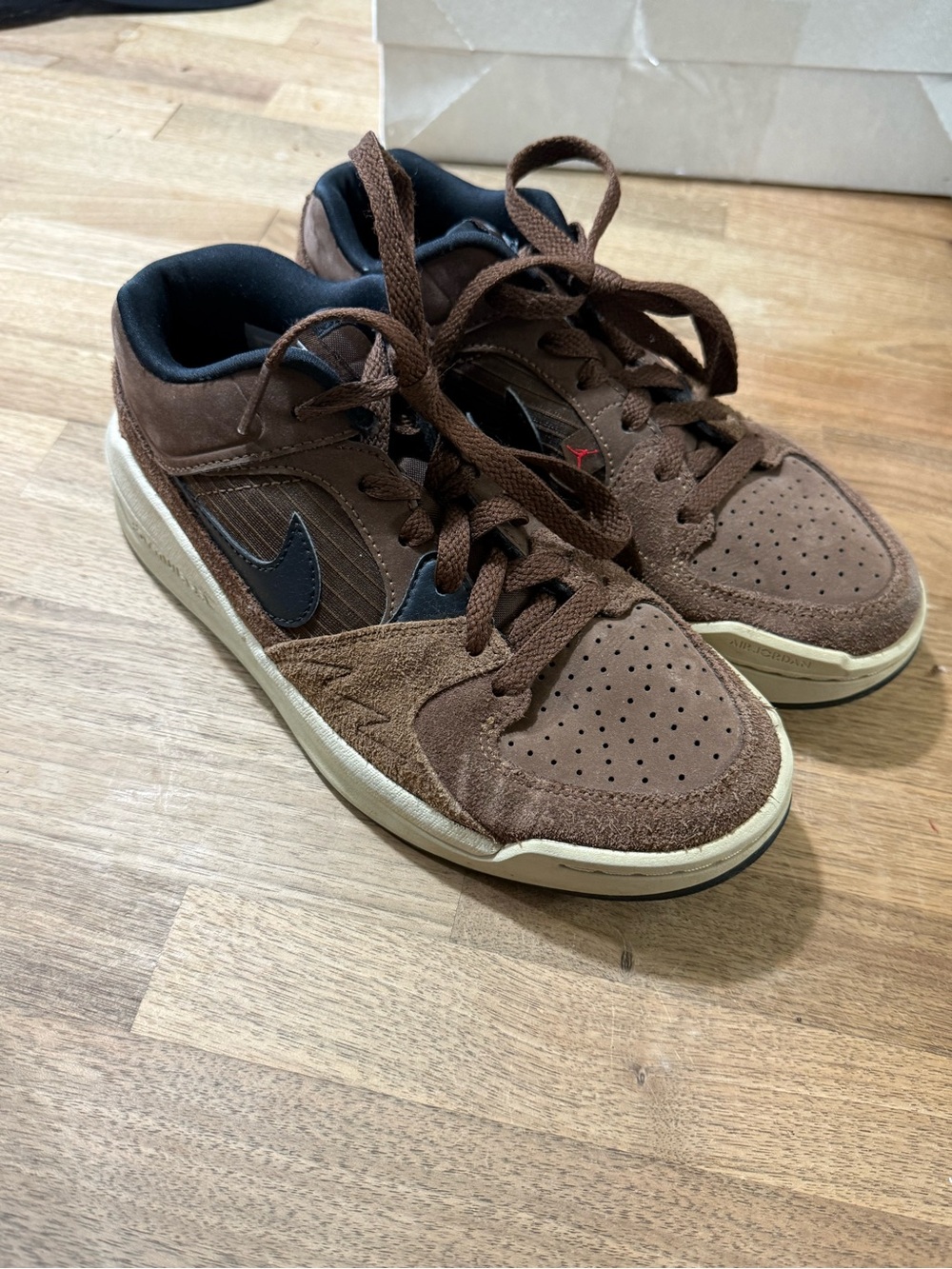 Jordan Kids' Brown and Black Suede Low-Top Sneakers